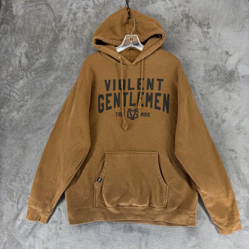 Violent Gentlemen Hoodie Mens XL Graphic Brown EUC
